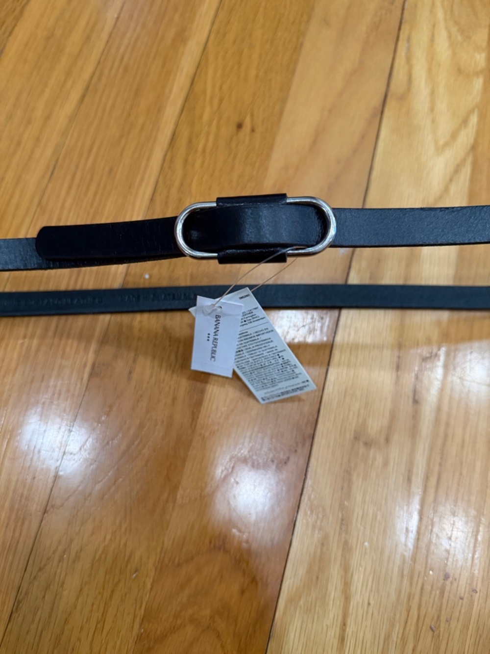 Banana Republic Thin Leather Belt with Silver Oval Buckle XS